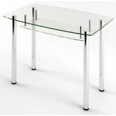 Glass dining table D-05-3 with tempered glass and chrome legs